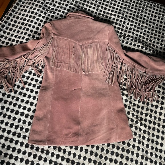 Rose/Pink suede western fringe jacket | Understated for Free People - Picture 6 of 11